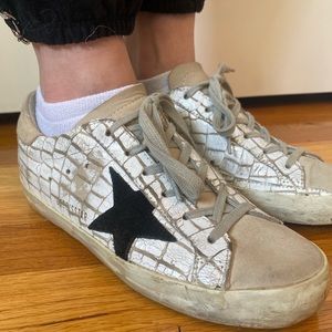 Women's Golden Goose Croc Low Top Sneakers with Black Star